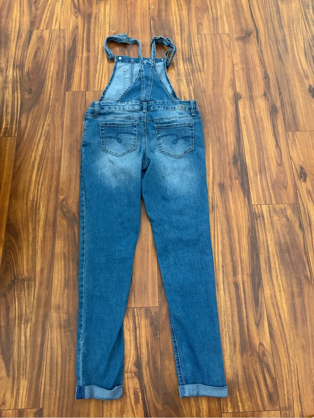 Justice Denim Lace Overalls Pockets Snap Button sides adjustable straps Youth 12